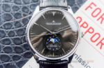 Swiss Grade Jaeger LeCoultre Master Ultra Thin Moon SS Black Face Watch 39mm